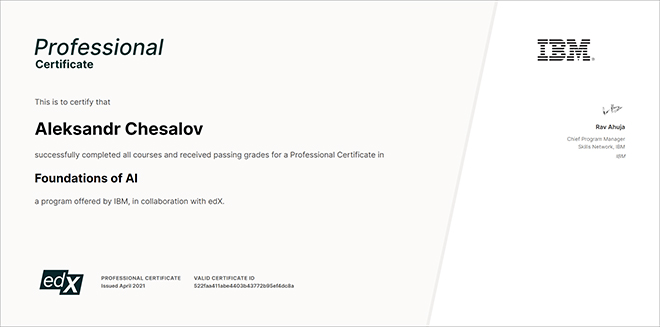 Professional Certificate: Foundations of AI